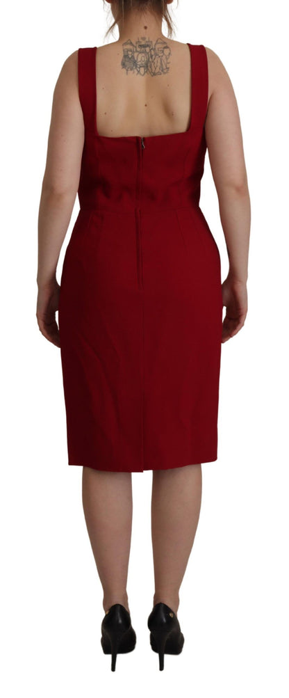 Dolce & Gabbana Elegant Red Square Neck Midi Dress
