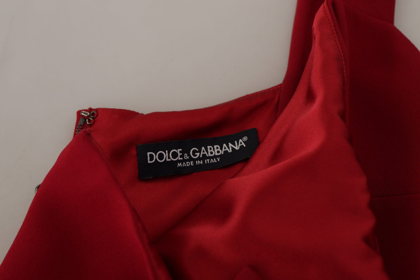 Dolce & Gabbana Elegant Red Square Neck Midi Dress