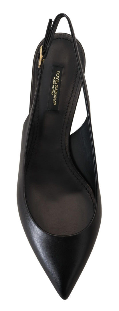 Dolce & Gabbana Elegant Black Leather Slingback Pumps