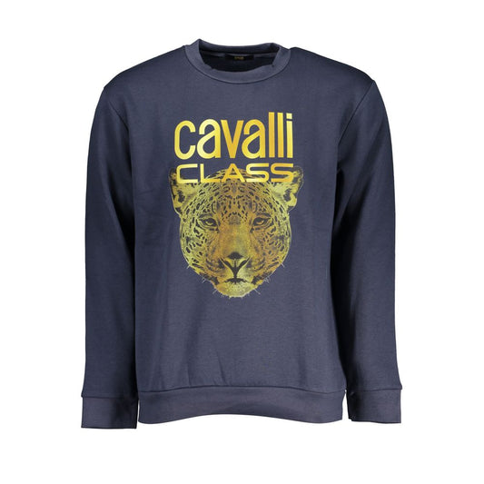 Cavalli Class Elegant Crew Neck Fleece Sweatshirt in Blue