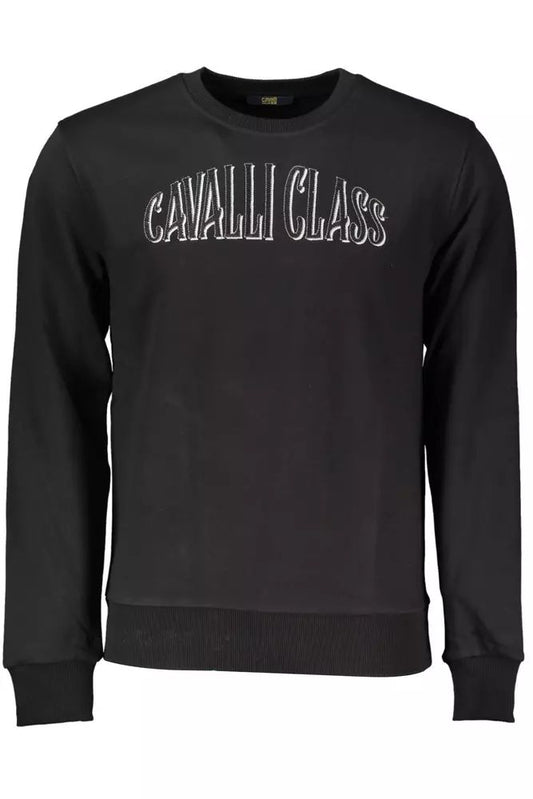 Cavalli Class Sophisticated Embroidered Black Sweater