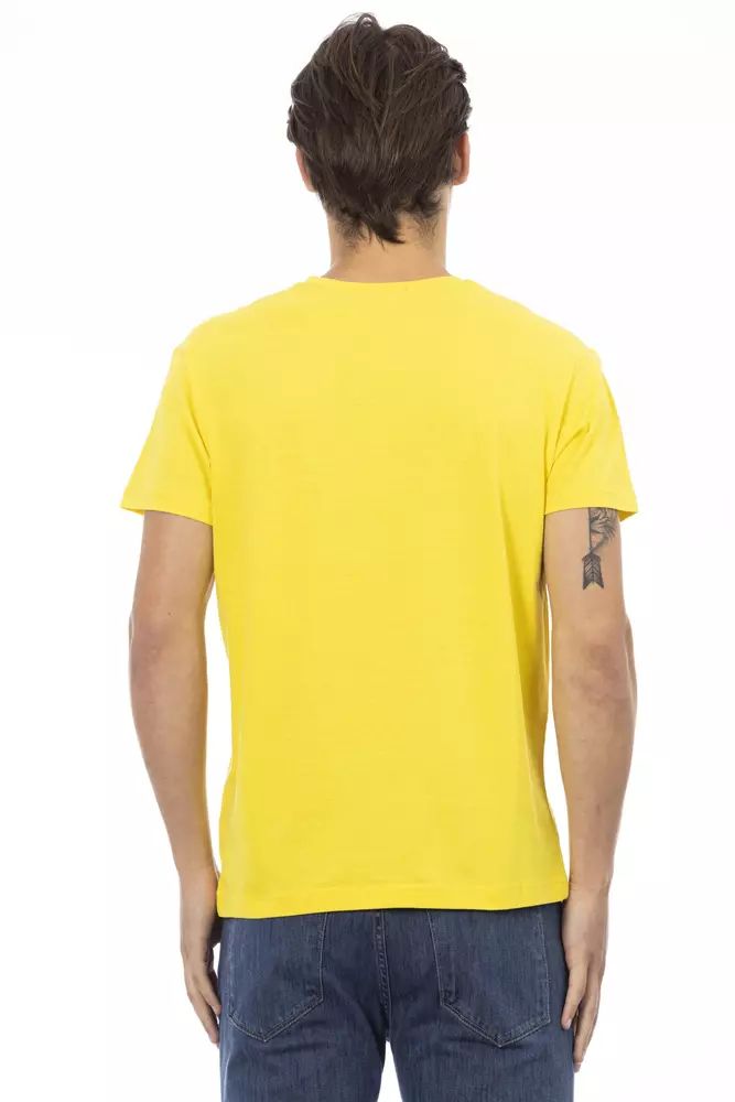 Trussardi Action Vibrant Yellow V-Neck Tee with Chest Print