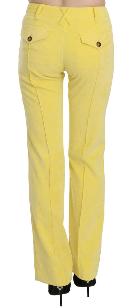 Pantalon taille mi-haute en velours côtelé jaune Just Cavalli