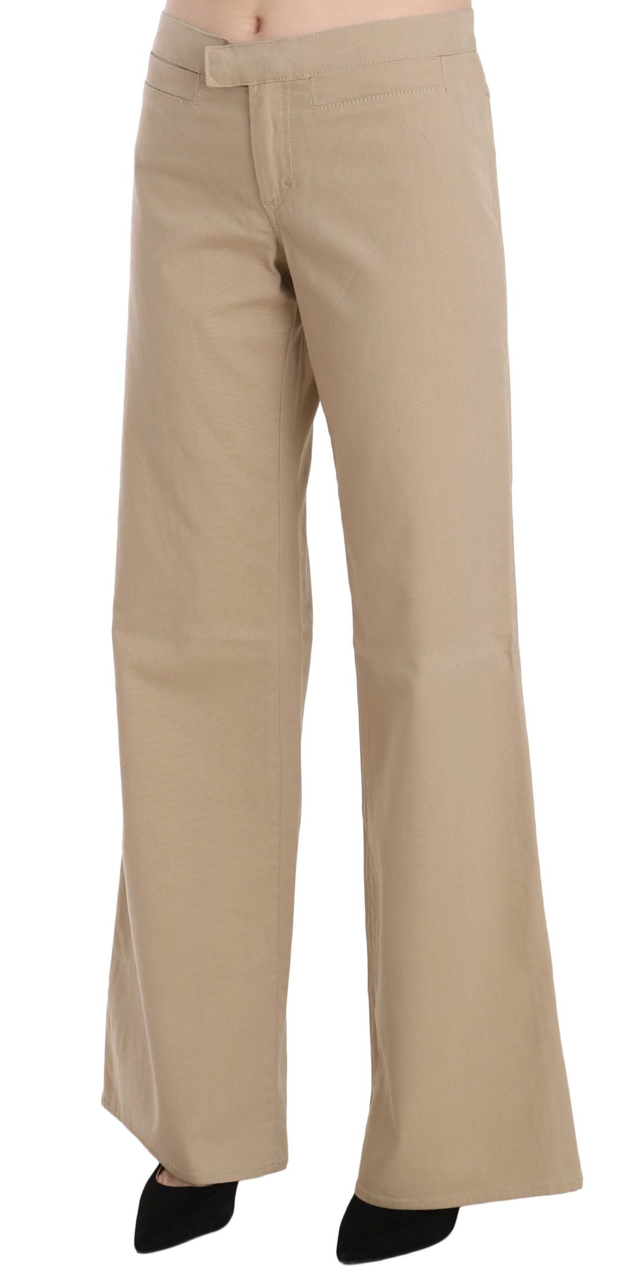 Just Cavalli - Pantalon de luxe évasé beige taille moyenne