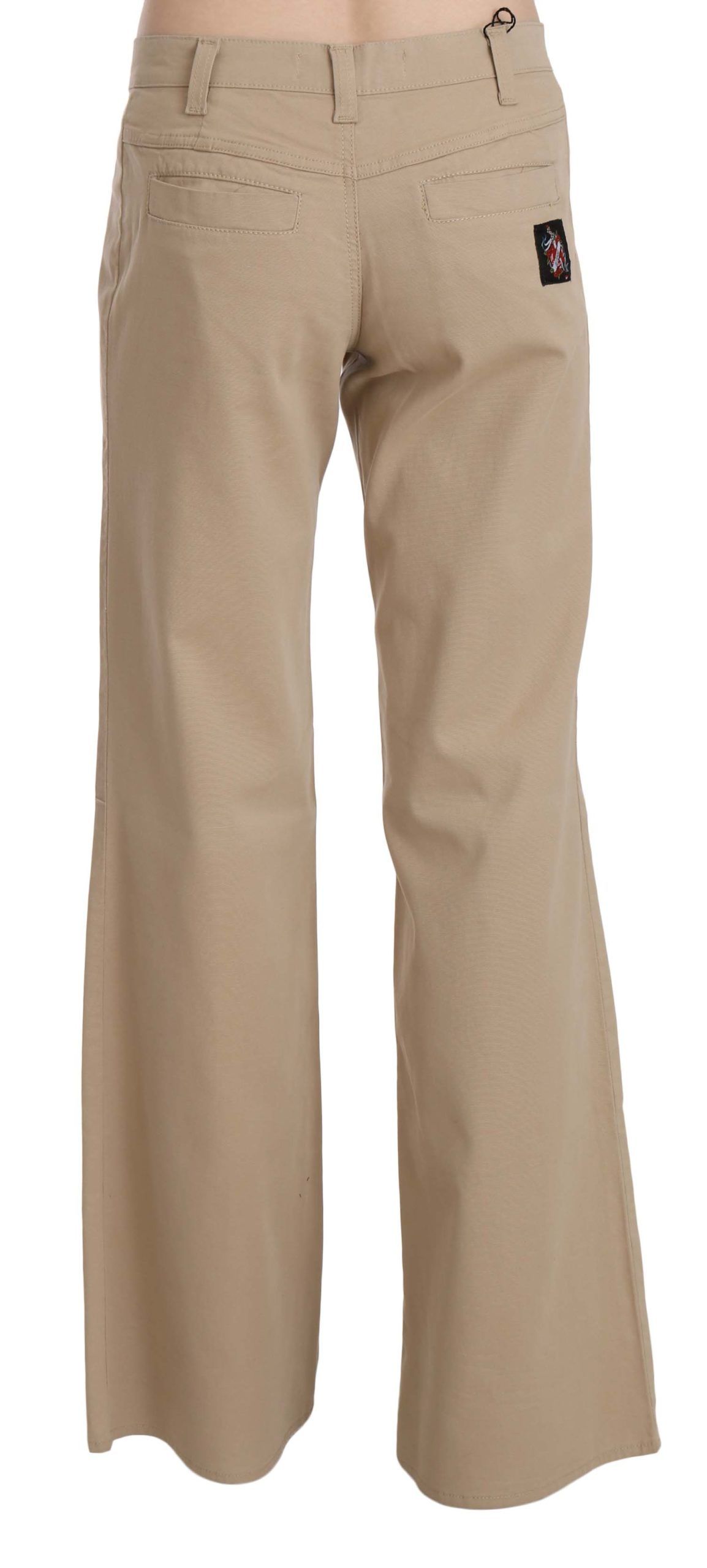 Pantalones de lujo acampanados de talle medio en beige de Just Cavalli