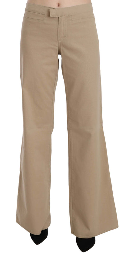 Just Cavalli - Pantalon de luxe évasé beige taille moyenne