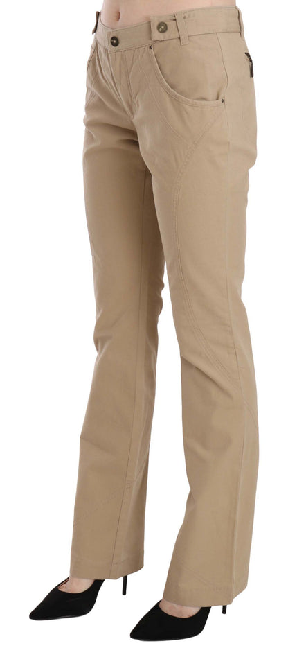 Just Cavalli - Pantalon droit beige taille moyenne