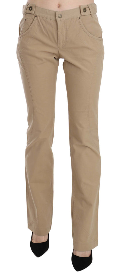 Pantalones rectos de talle medio en beige de Just Cavalli