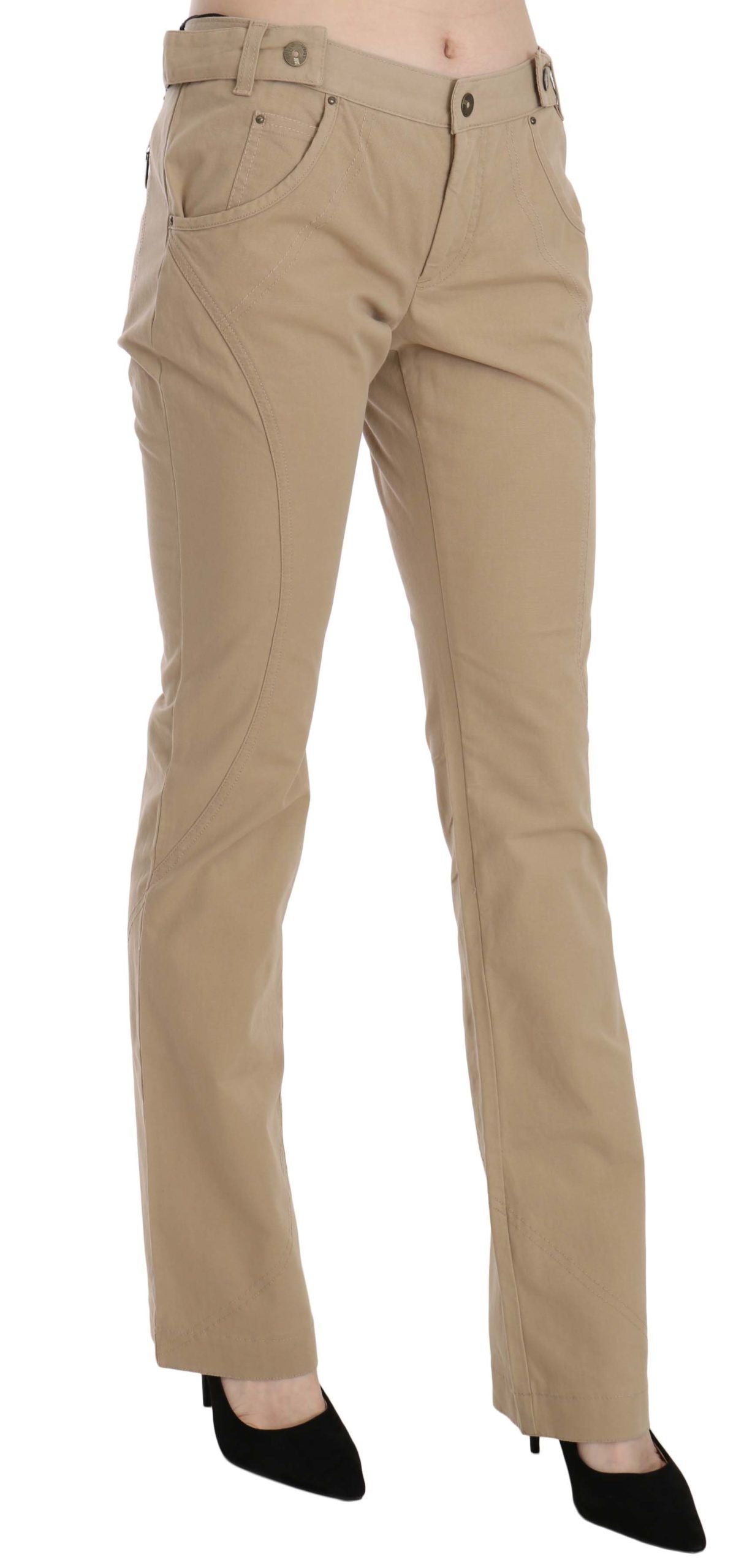 Just Cavalli - Pantalon droit beige taille moyenne