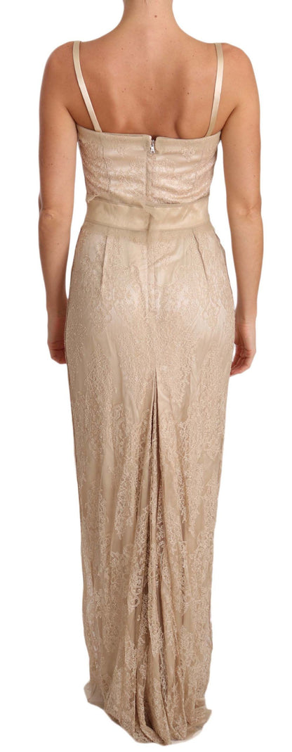 Robe fourreau longue au sol beige Dolce &amp; gabbana