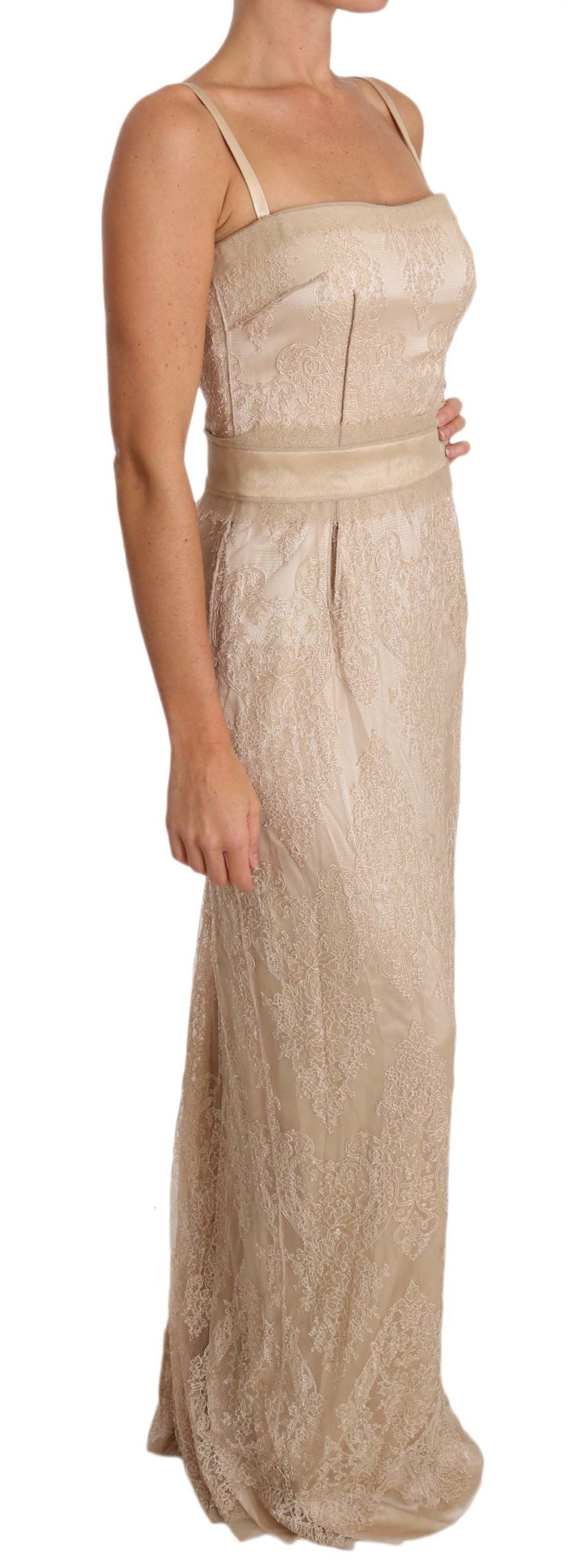 Robe fourreau longue au sol beige Dolce &amp; gabbana