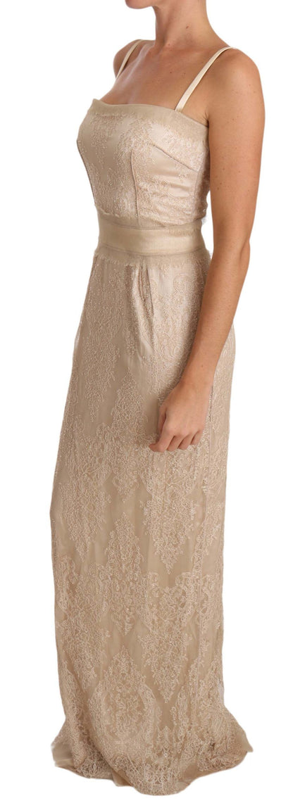 Robe fourreau longue au sol beige Dolce &amp; gabbana