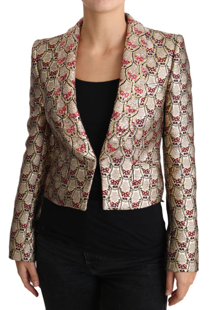 Dolce &amp; Gabbana Veste blazer à paillettes florales dorées scintillantes