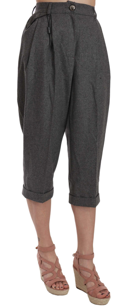 Pantalon plissé en laine et cachemire gris Dolce &amp; gabbana