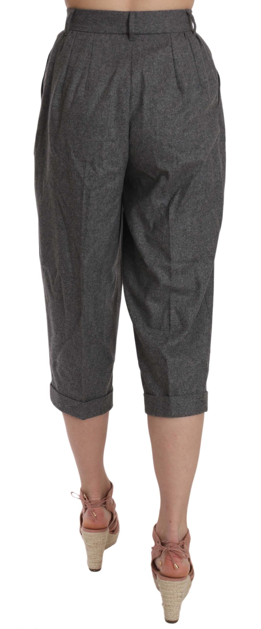 Pantalon plissé en laine et cachemire gris Dolce &amp; gabbana