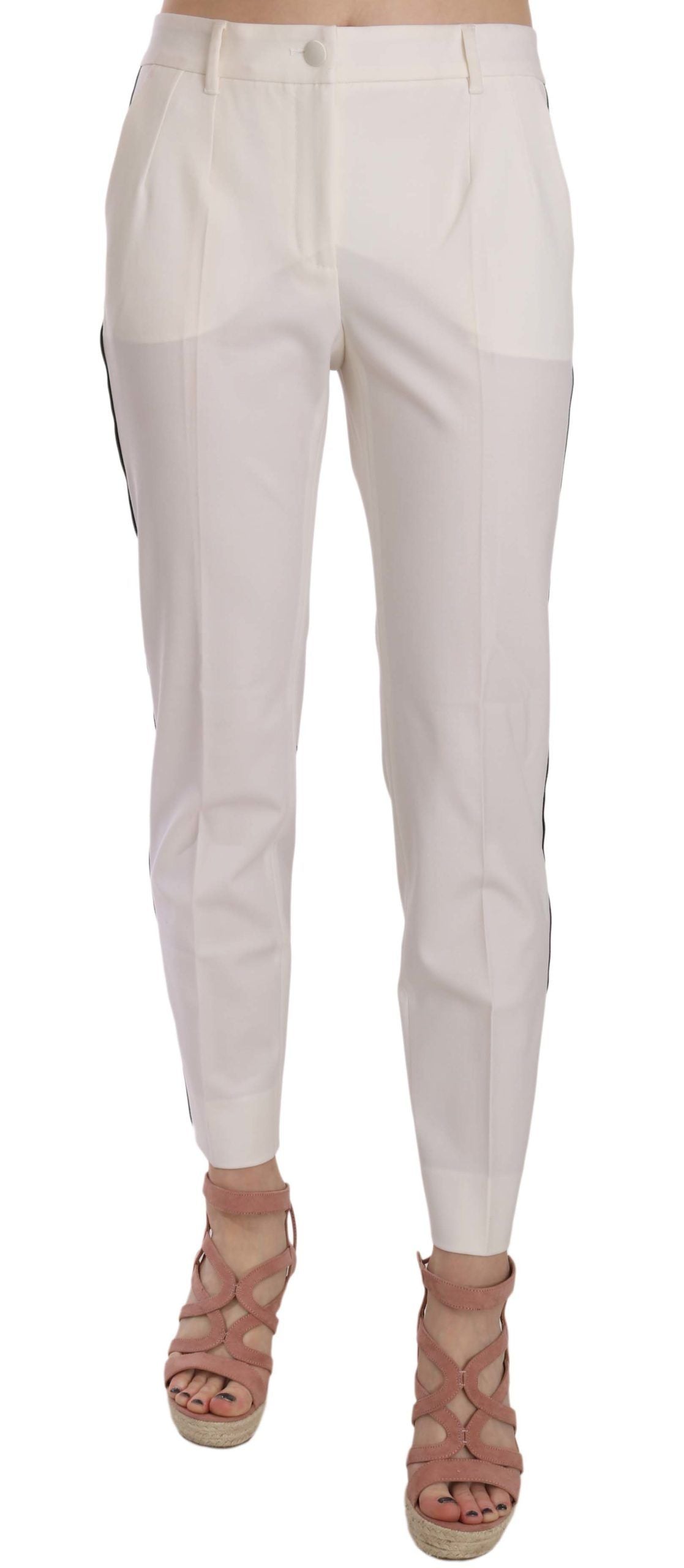 Dolce &amp; gabbana pantalon fuselé en laine à rayures blanches