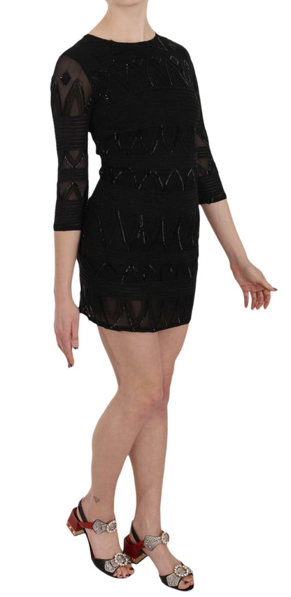 Mini-robe en soie noire John Richmond avec sequins