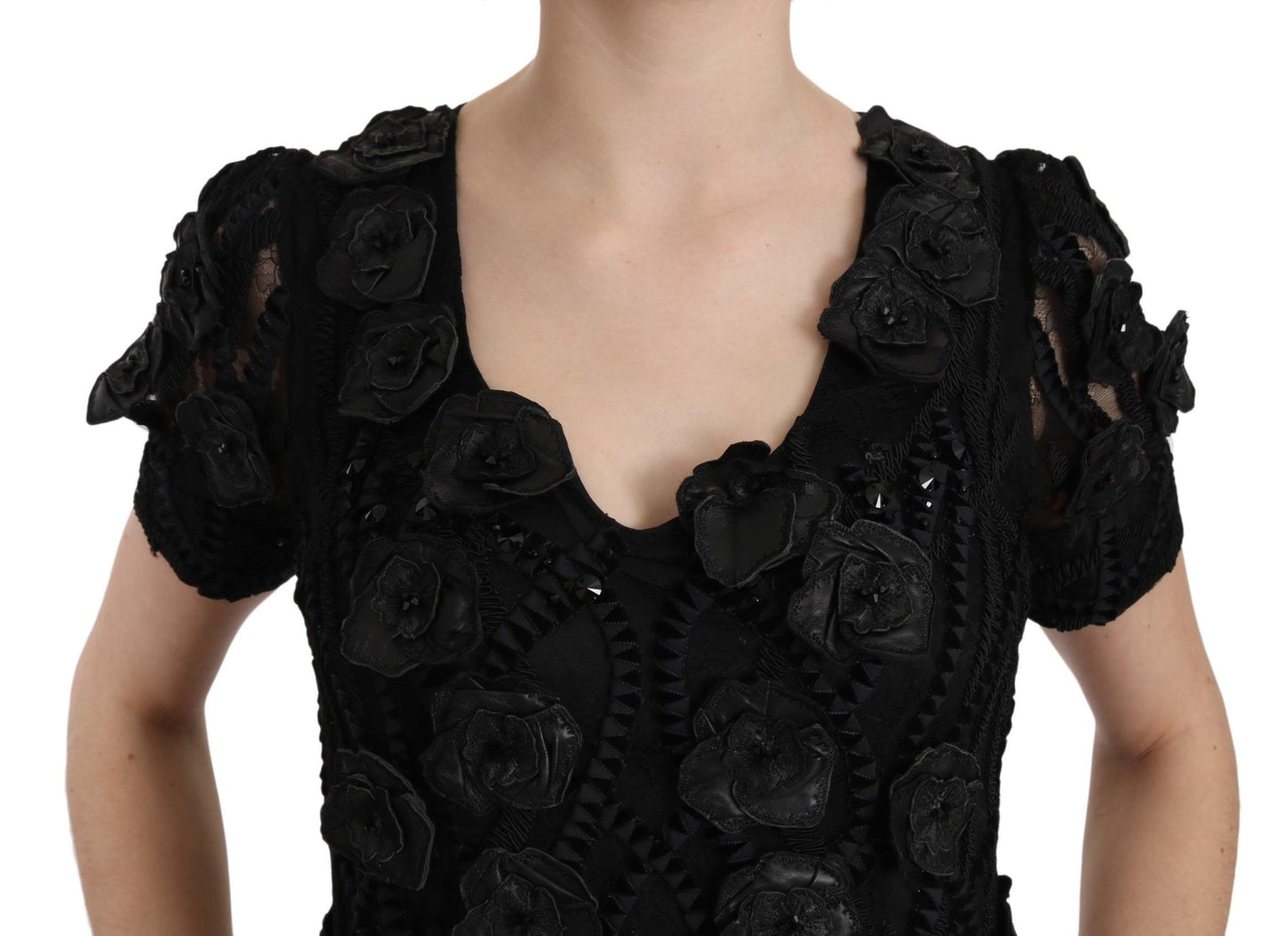 Robe fourreau en soie noire John Richmond