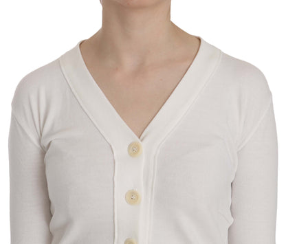 Blouse cardigan courte à col en V blanche Byblos