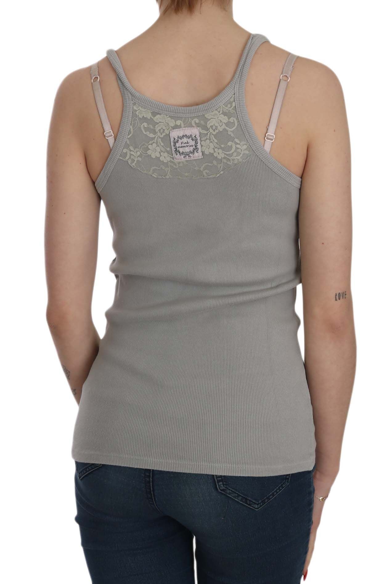 Blouse en coton gris sans manches Pink Memories