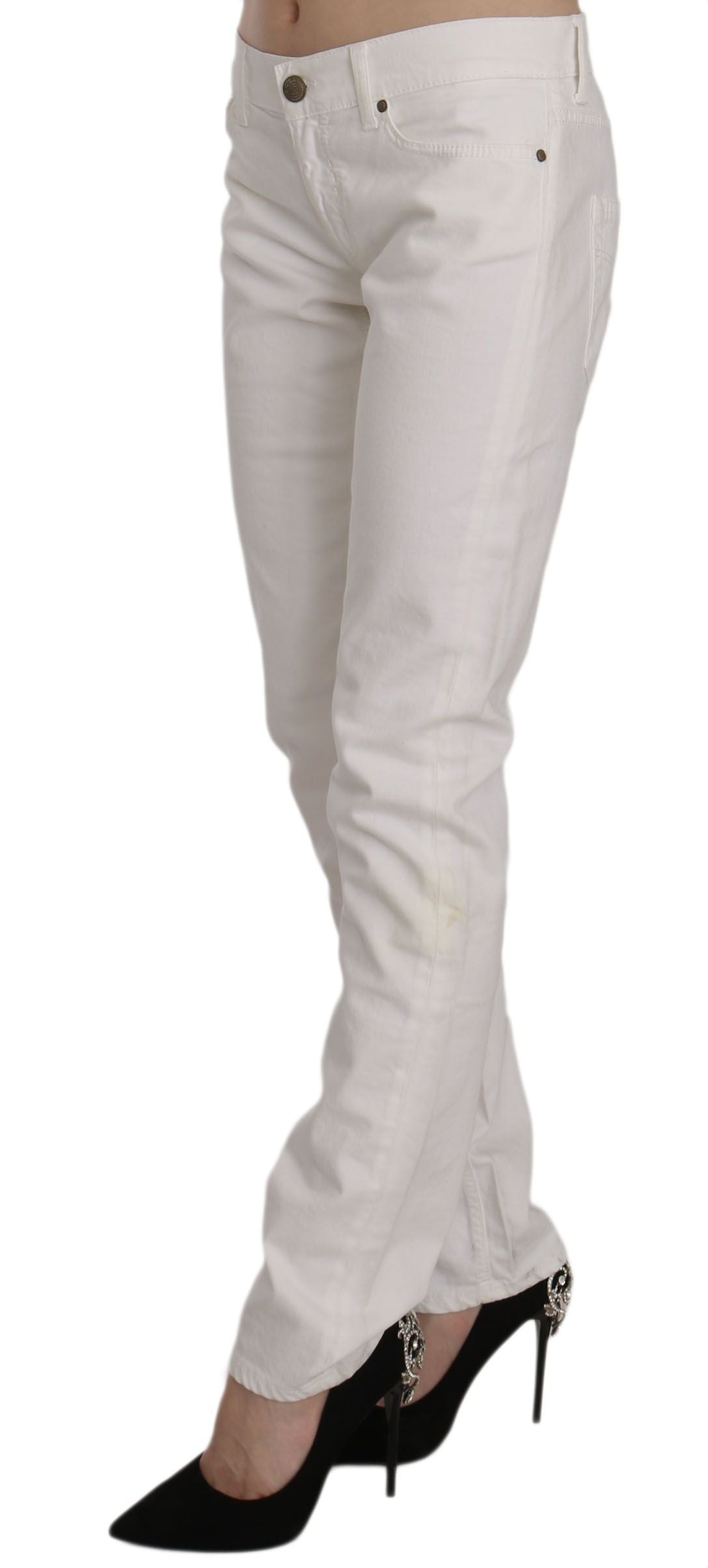 Pantalon skinny blanc en coton mélangé Dondup