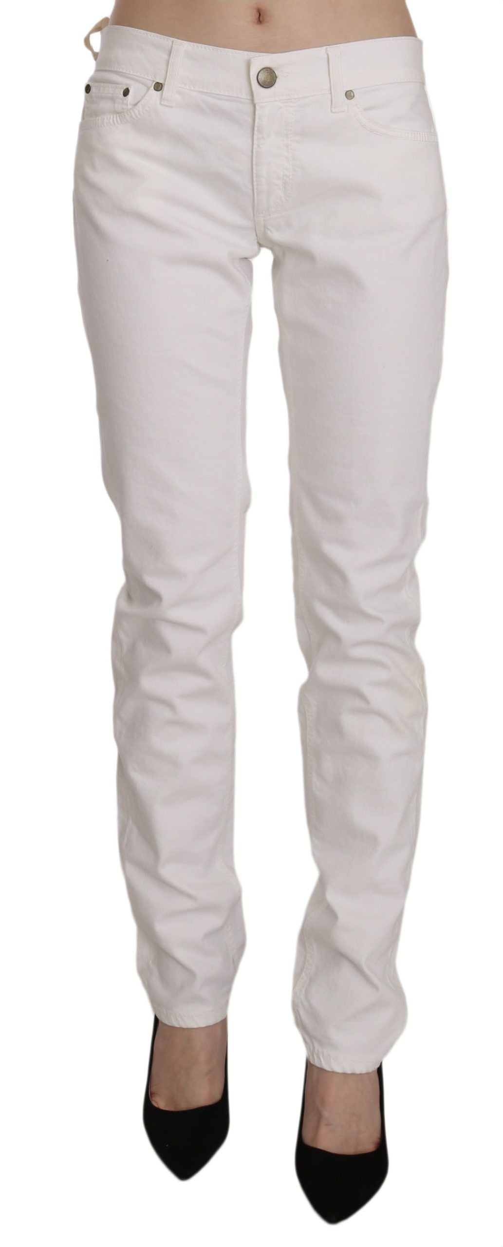 Pantalon skinny blanc en coton mélangé Dondup