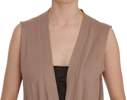 Gilet cardigan sans manches en coton Pink Memories - marron