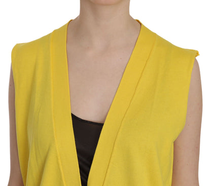 Gilet sans manches en coton jaune souvenirs roses