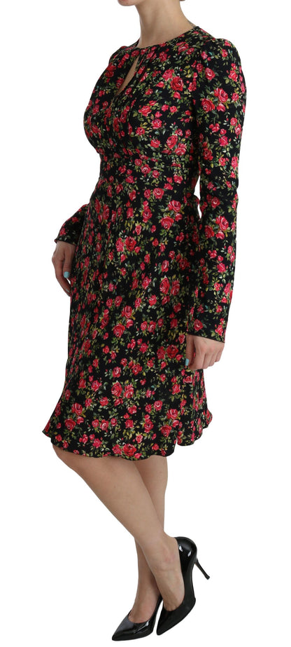 Dolce &amp; Gabbana - Robe trapèze fleurie en viscose longueur genou