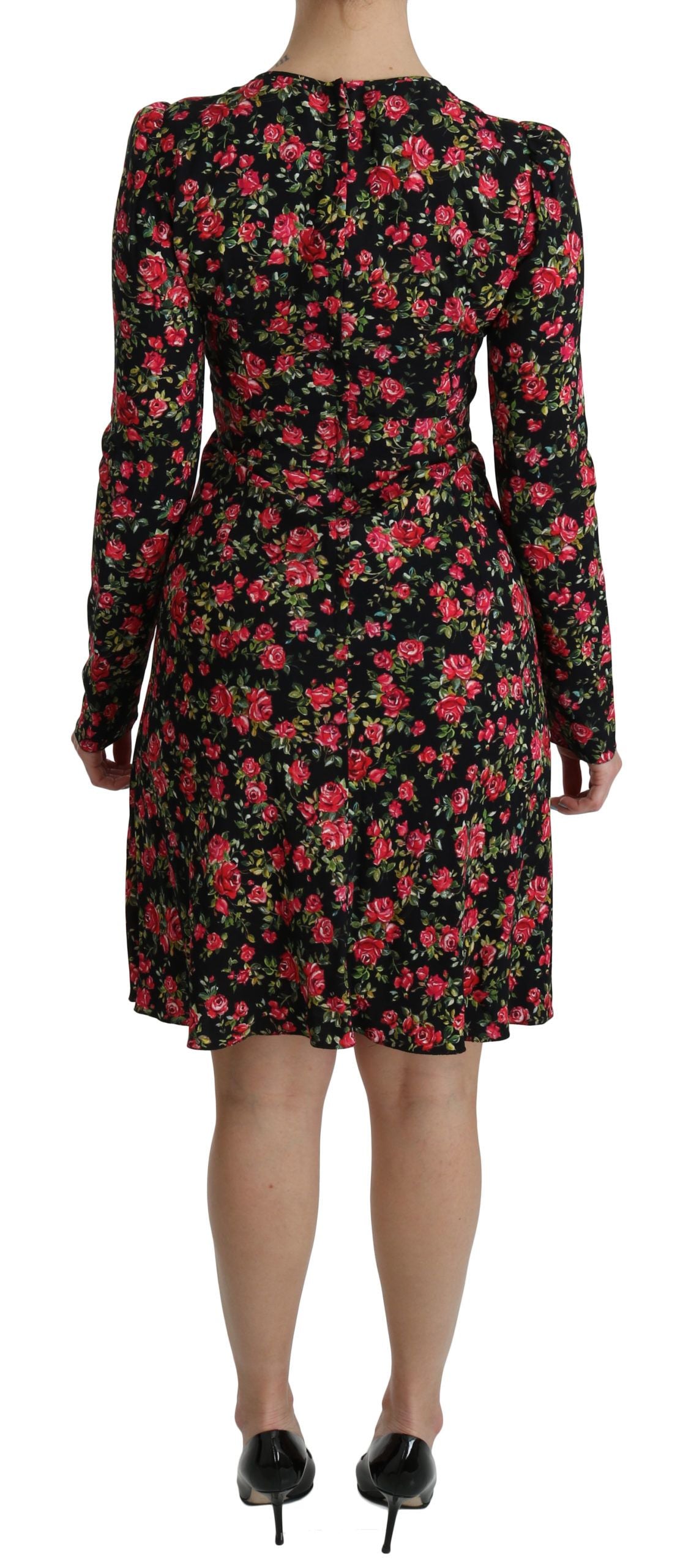 Dolce &amp; Gabbana - Robe trapèze fleurie en viscose longueur genou