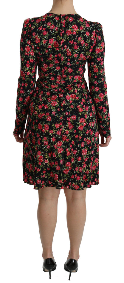 Dolce &amp; Gabbana - Robe trapèze fleurie en viscose longueur genou