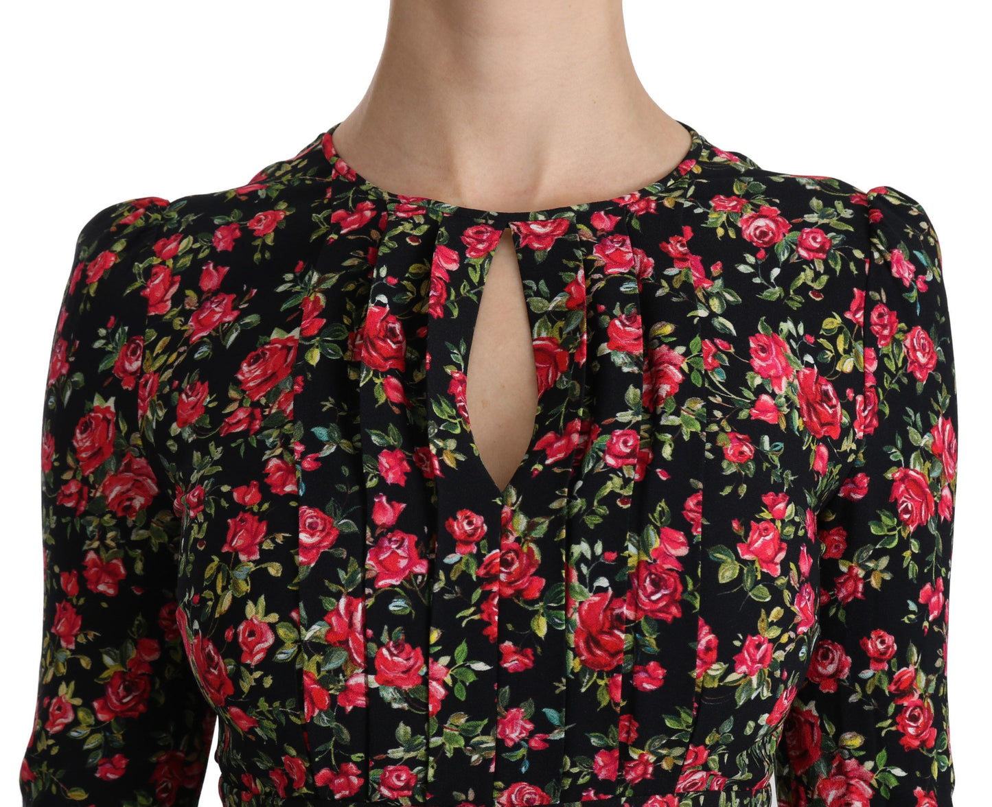 Dolce &amp; Gabbana - Robe trapèze fleurie en viscose longueur genou