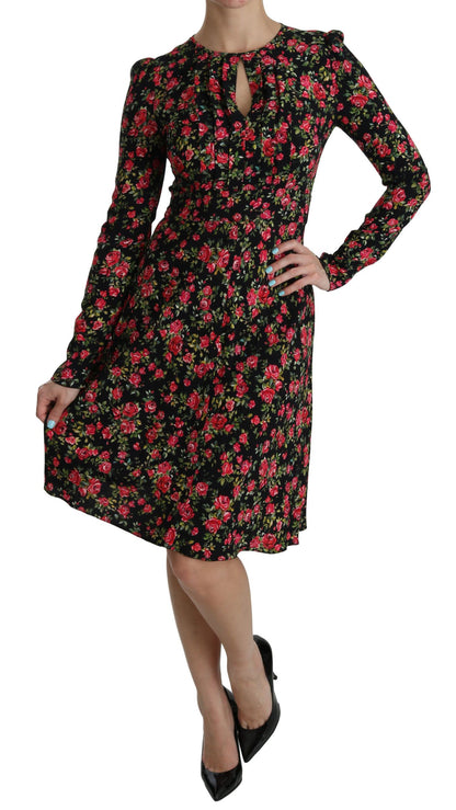 Dolce &amp; Gabbana - Robe trapèze fleurie en viscose longueur genou