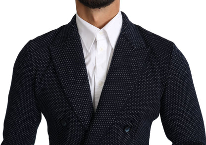 Dolce &amp; Gabbana Elegante blazer slim-fit de lunares azul oscuro