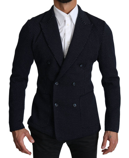 Dolce &amp; Gabbana Elegante blazer slim-fit de lunares azul oscuro