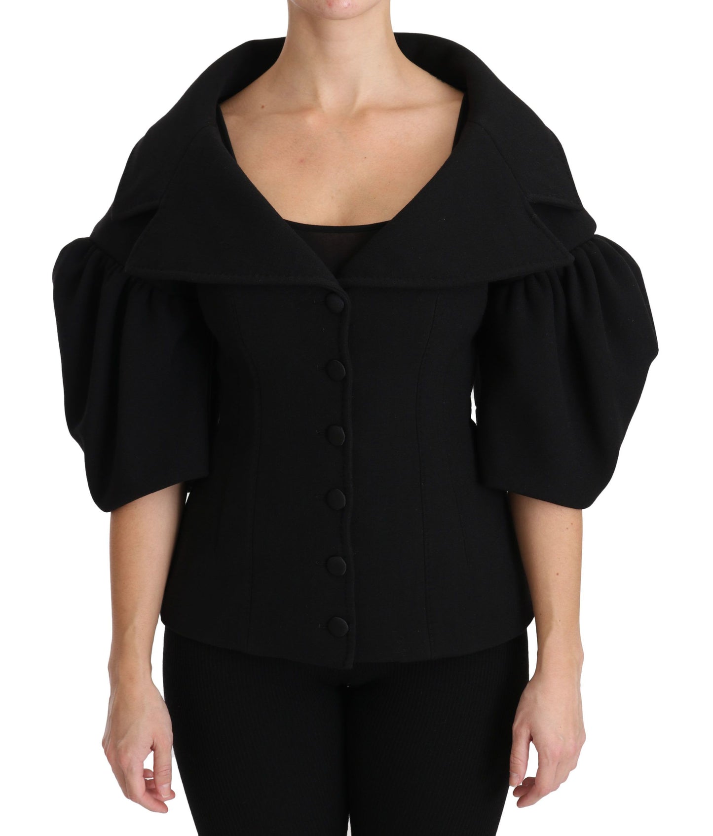 Manteau en laine vierge noire Dolce &amp; gabbana