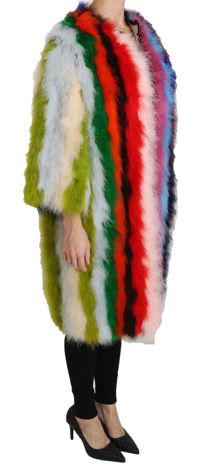 Dolce &amp; gabbana veste manteau long en plumes multicolores