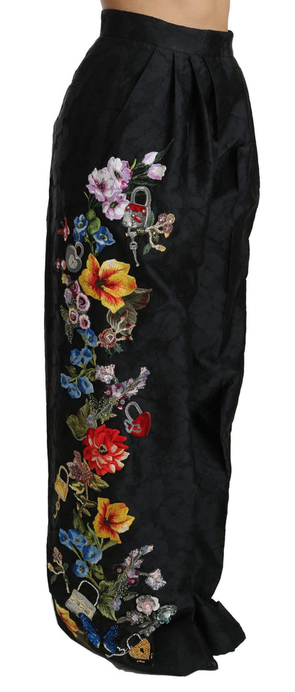 Dolce &amp; gabbana pantalon large à fleurs taille haute