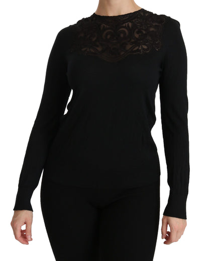 Blouse en dentelle noire en soie mélangée Dolce &amp; gabbana