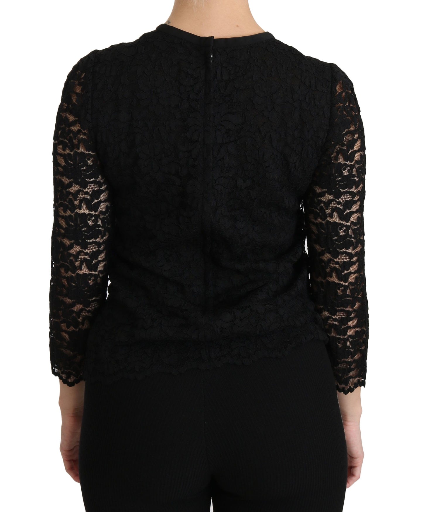 Dolce &amp; Gabbana Blouse à col rond en dentelle noire