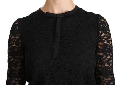 Dolce &amp; Gabbana Blouse à col rond en dentelle noire