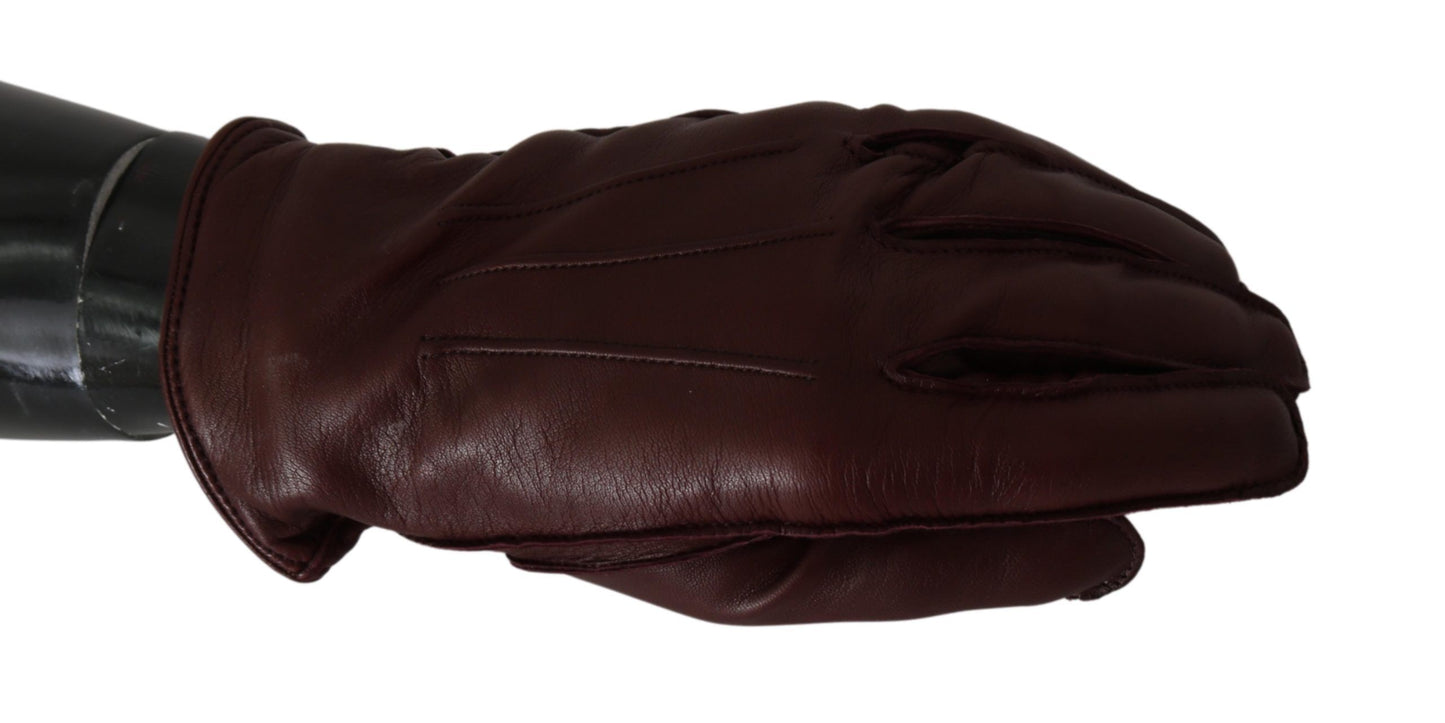 Gants en cuir d'agneau marron Dolce &amp; Gabbana aux poignets