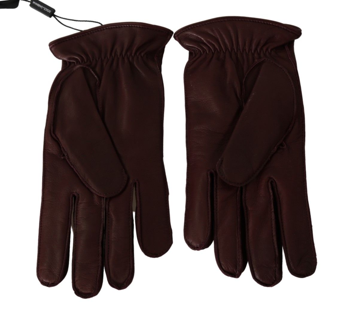 Gants en cuir d'agneau marron Dolce &amp; Gabbana aux poignets