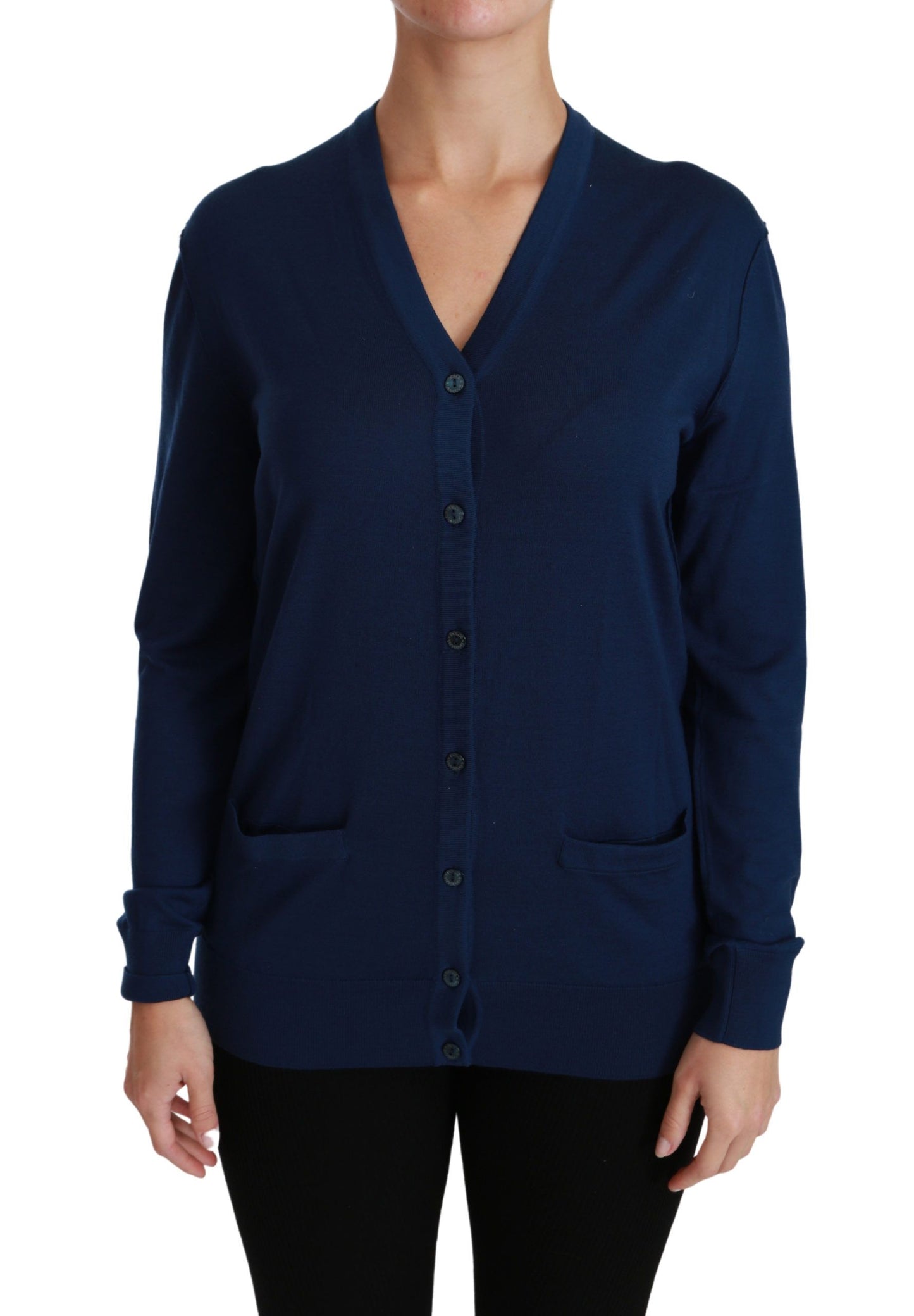 Cardigan en laine vierge bleue Dolce &amp; gabbana