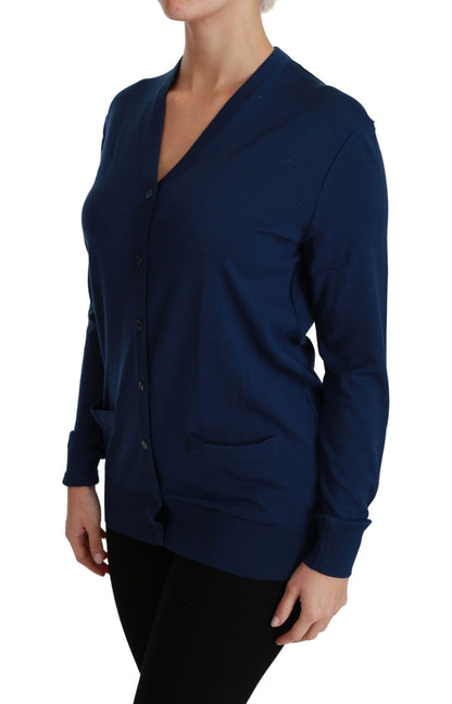 Cardigan en laine vierge bleue Dolce &amp; gabbana