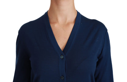 Cardigan en laine vierge bleue Dolce &amp; gabbana