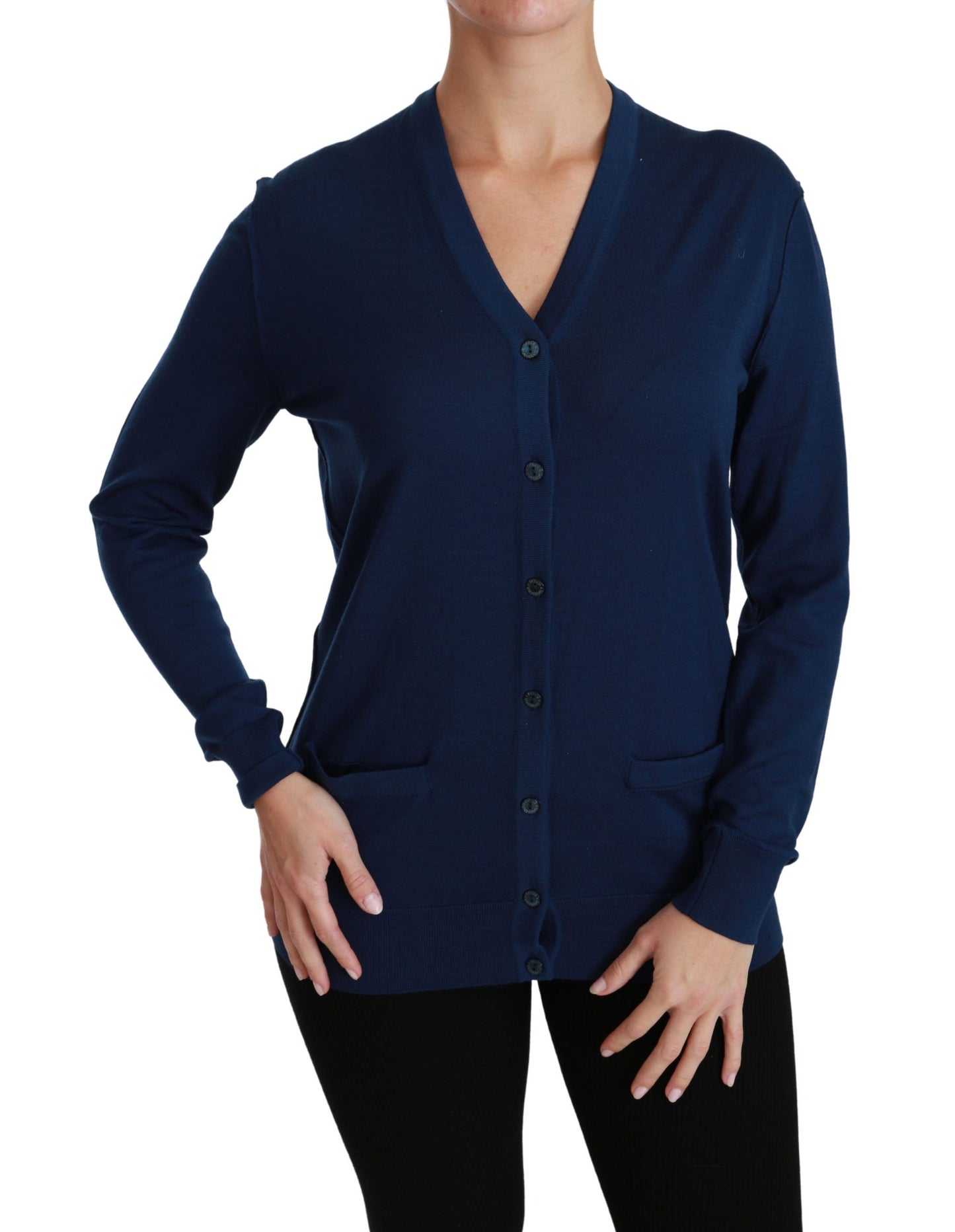 Cardigan en laine vierge bleue Dolce &amp; gabbana