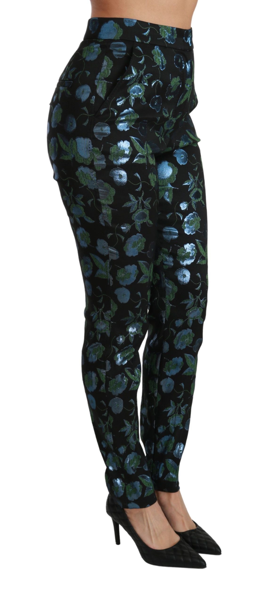 Dolce &amp; gabbana pantalon skinny taille haute à fleurs