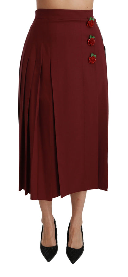 Jupe taille haute en laine vierge rouge Dolce &amp; gabbana