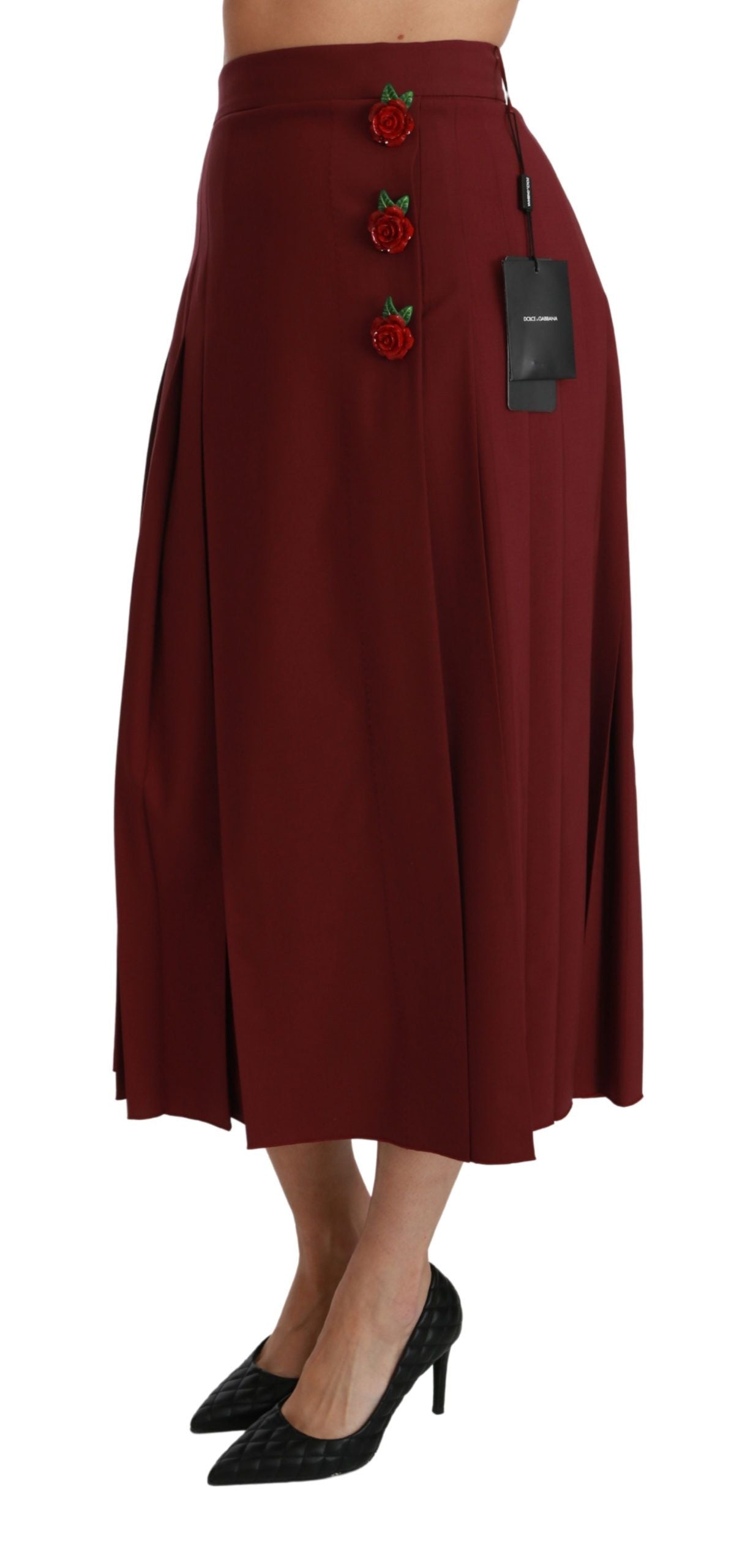 Jupe taille haute en laine vierge rouge Dolce &amp; gabbana